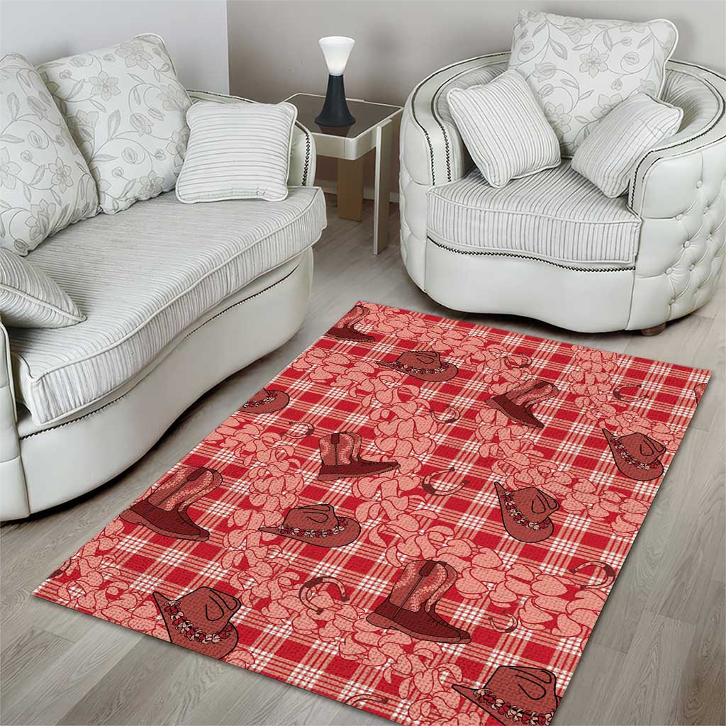 Red Palaka Hawaii Cowboy Area Rug Puakenikeni Lei Paniolo Papale Seamless Vibes LT14 - Polynesian Pride
