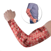 Red Palaka Hawaii Cowboy Arm Sleeves Puakenikeni Lei Paniolo Papale Seamless Vibes LT14 Set of 2 Red - Polynesian Pride