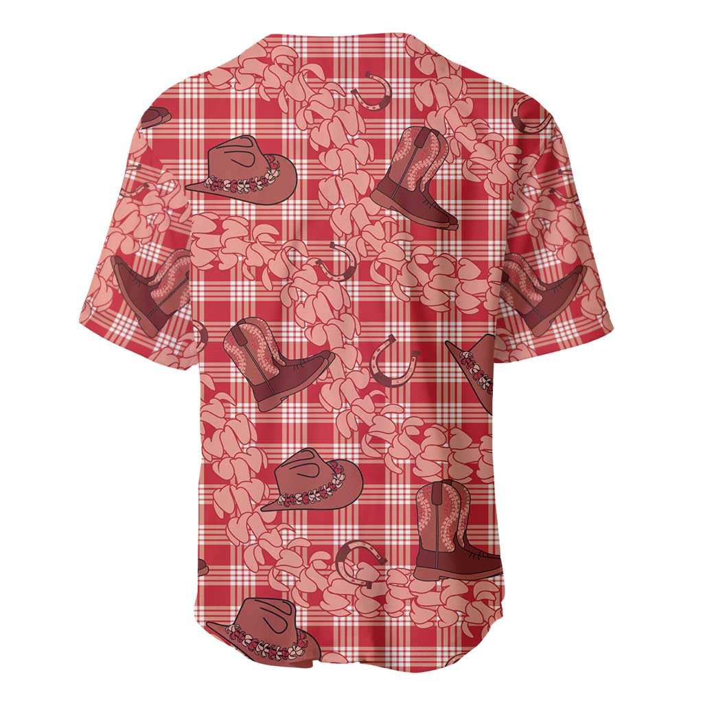 Red Palaka Hawaii Cowboy Baseball Jersey Puakenikeni Lei Paniolo Papale Seamless Vibes LT14 - Polynesian Pride