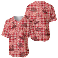 Red Palaka Hawaii Cowboy Baseball Jersey Puakenikeni Lei Paniolo Papale Seamless Vibes LT14 - Polynesian Pride
