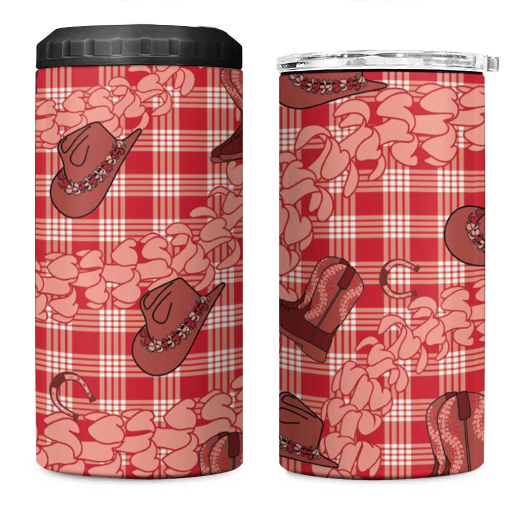Red Palaka Hawaii Cowboy 4 in 1 Can Cooler Tumbler Puakenikeni Lei Paniolo Papale Seamless Vibes LT14 One Size: 16 oz Red - Polynesian Pride