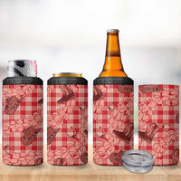 Red Palaka Hawaii Cowboy 4 in 1 Can Cooler Tumbler Puakenikeni Lei Paniolo Papale Seamless Vibes LT14 - Polynesian Pride