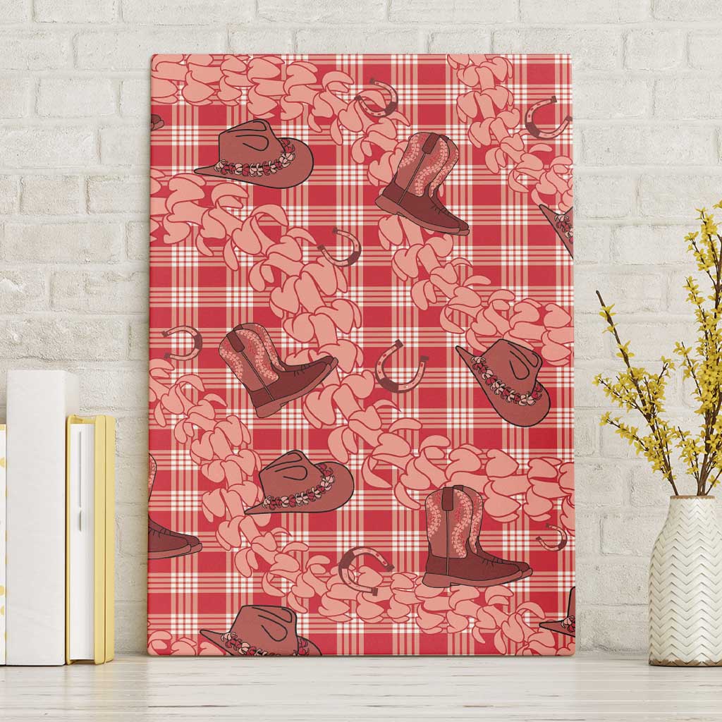 Red Palaka Hawaii Cowboy Canvas Wall Art Puakenikeni Lei Paniolo Papale Seamless Vibes LT14 Without Frame Red - Polynesian Pride