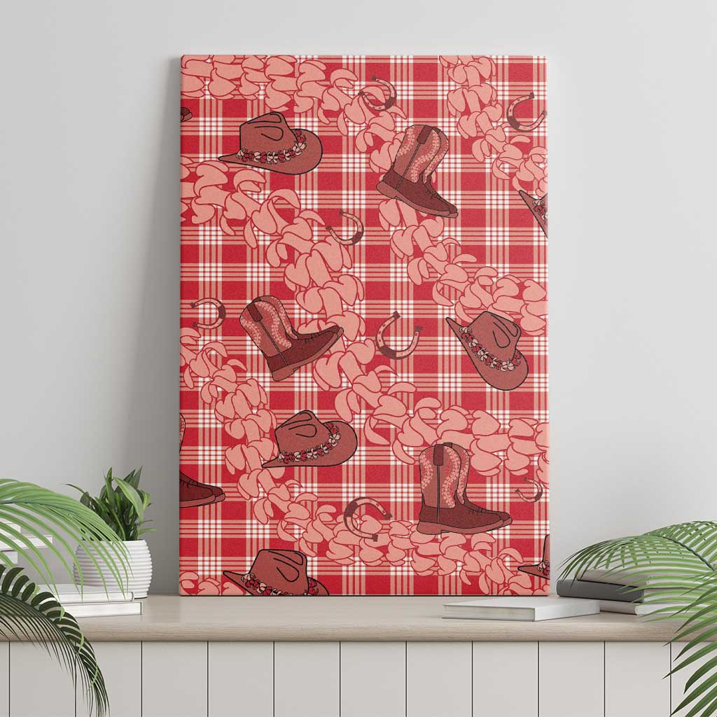 Red Palaka Hawaii Cowboy Canvas Wall Art Puakenikeni Lei Paniolo Papale Seamless Vibes LT14 - Polynesian Pride