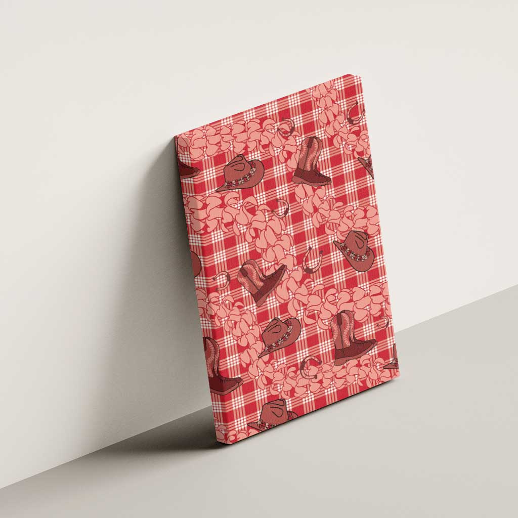 Red Palaka Hawaii Cowboy Canvas Wall Art Puakenikeni Lei Paniolo Papale Seamless Vibes LT14 - Polynesian Pride