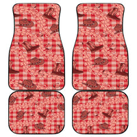 Red Palaka Hawaii Cowboy Car Mats Puakenikeni Lei Paniolo Papale Seamless Vibes LT14 - Polynesian Pride