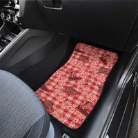 Red Palaka Hawaii Cowboy Car Mats Puakenikeni Lei Paniolo Papale Seamless Vibes LT14 - Polynesian Pride