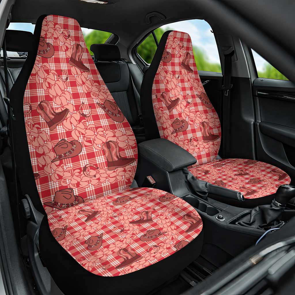 Red Palaka Hawaii Cowboy Car Seat Cover Puakenikeni Lei Paniolo Papale Seamless Vibes LT14 One Size Red - Polynesian Pride