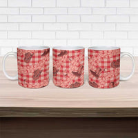 Red Palaka Hawaii Cowboy Ceramic Mug Puakenikeni Lei Paniolo Papale Seamless Vibes - Polynesian Pride