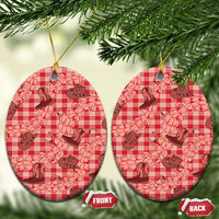 Red Palaka Hawaii Cowboy Ceramic Ornament Puakenikeni Lei Paniolo Papale Seamless Vibes - Polynesian Pride
