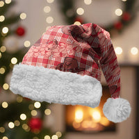 Red Palaka Hawaii Cowboy Christmas Santa Hat Puakenikeni Lei Paniolo Papale Seamless Vibes LT14 With Fur Red - Polynesian Pride