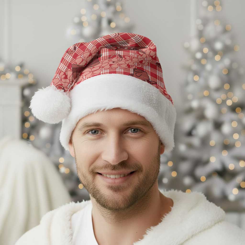 Red Palaka Hawaii Cowboy Christmas Santa Hat Puakenikeni Lei Paniolo Papale Seamless Vibes LT14 - Polynesian Pride