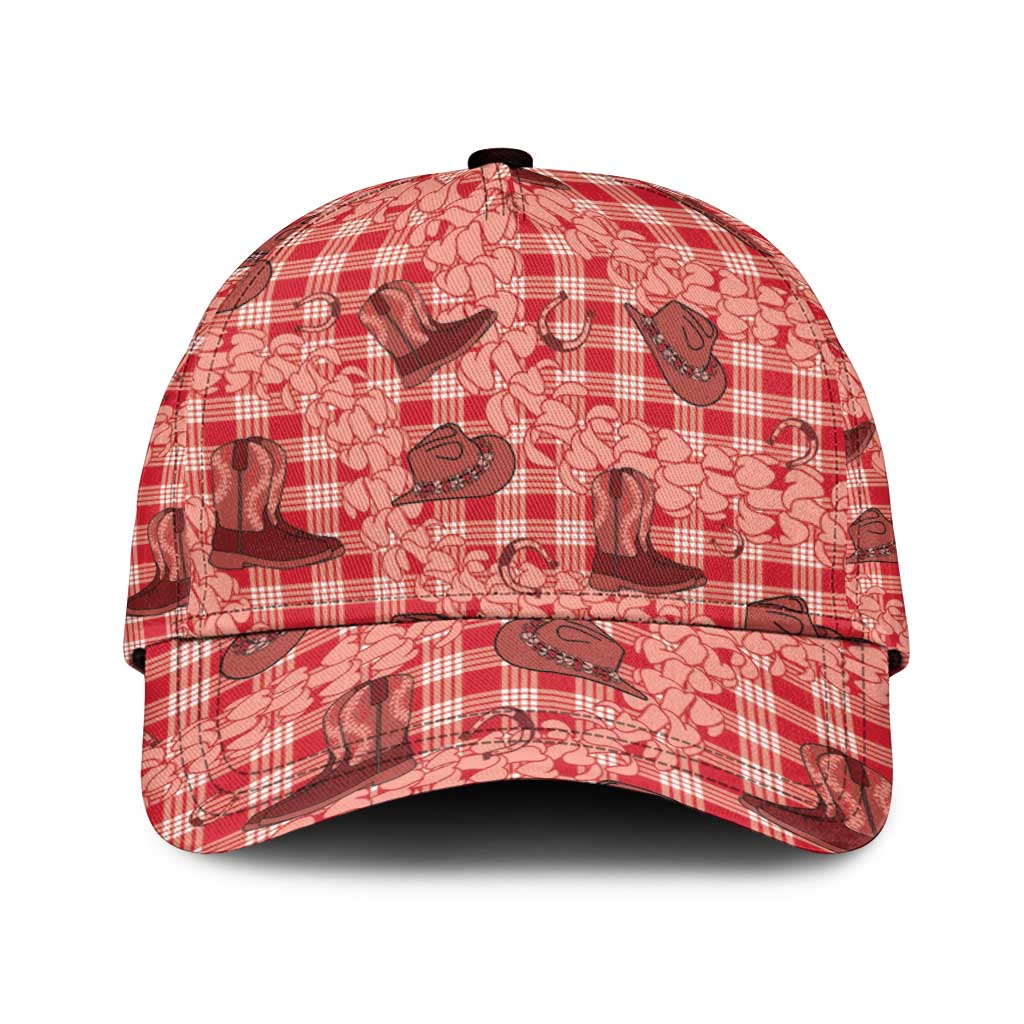 Red Palaka Hawaii Cowboy Classic Cap Puakenikeni Lei Paniolo Papale Seamless Vibes - Polynesian Pride