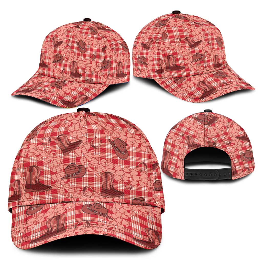 Red Palaka Hawaii Cowboy Classic Cap Puakenikeni Lei Paniolo Papale Seamless Vibes - Polynesian Pride