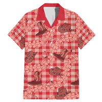 Red Palaka Hawaii Cowboy Family Matching Mermaid Dress and Hawaiian Shirt Puakenikeni Lei Paniolo Papale Seamless Vibes LT14 Dad's Shirt - Short Sleeve Red - Polynesian Pride