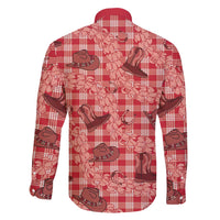 Red Palaka Hawaii Cowboy Family Matching Mermaid Dress and Hawaiian Shirt Puakenikeni Lei Paniolo Papale Seamless Vibes LT14 - Polynesian Pride