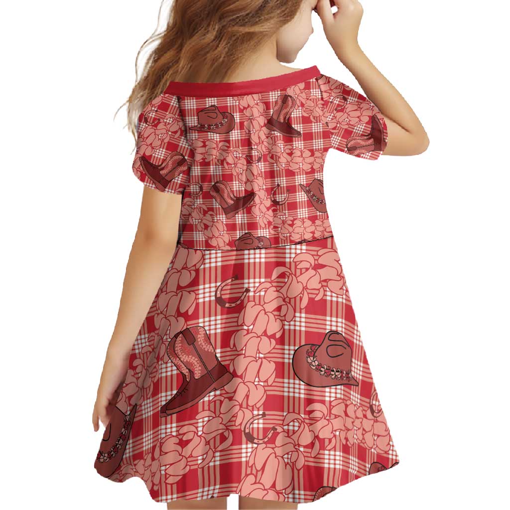 Red Palaka Hawaii Cowboy Family Matching Off Shoulder Maxi Dress and Hawaiian Shirt Puakenikeni Lei Paniolo Papale Seamless Vibes LT14 - Polynesian Pride
