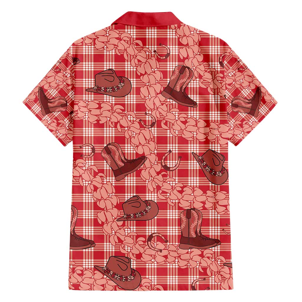 Red Palaka Hawaii Cowboy Family Matching Tank Maxi Dress and Hawaiian Shirt Puakenikeni Lei Paniolo Papale Seamless Vibes LT14 - Polynesian Pride