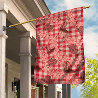 Red Palaka Hawaii Cowboy Garden Flag Puakenikeni Lei Paniolo Papale Seamless Vibes LT14 House Flag Red - Polynesian Pride