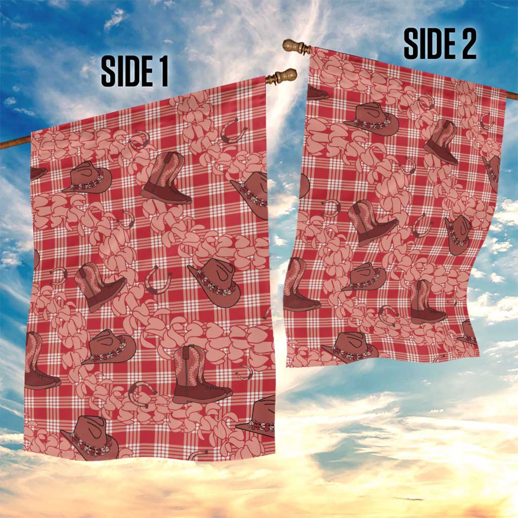 Red Palaka Hawaii Cowboy Garden Flag Puakenikeni Lei Paniolo Papale Seamless Vibes LT14 - Polynesian Pride