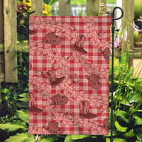 Red Palaka Hawaii Cowboy Garden Flag Puakenikeni Lei Paniolo Papale Seamless Vibes LT14 Garden Flag Red - Polynesian Pride