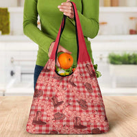 Red Palaka Hawaii Cowboy Grocery Bag Puakenikeni Lei Paniolo Papale Seamless Vibes LT14 - Polynesian Pride