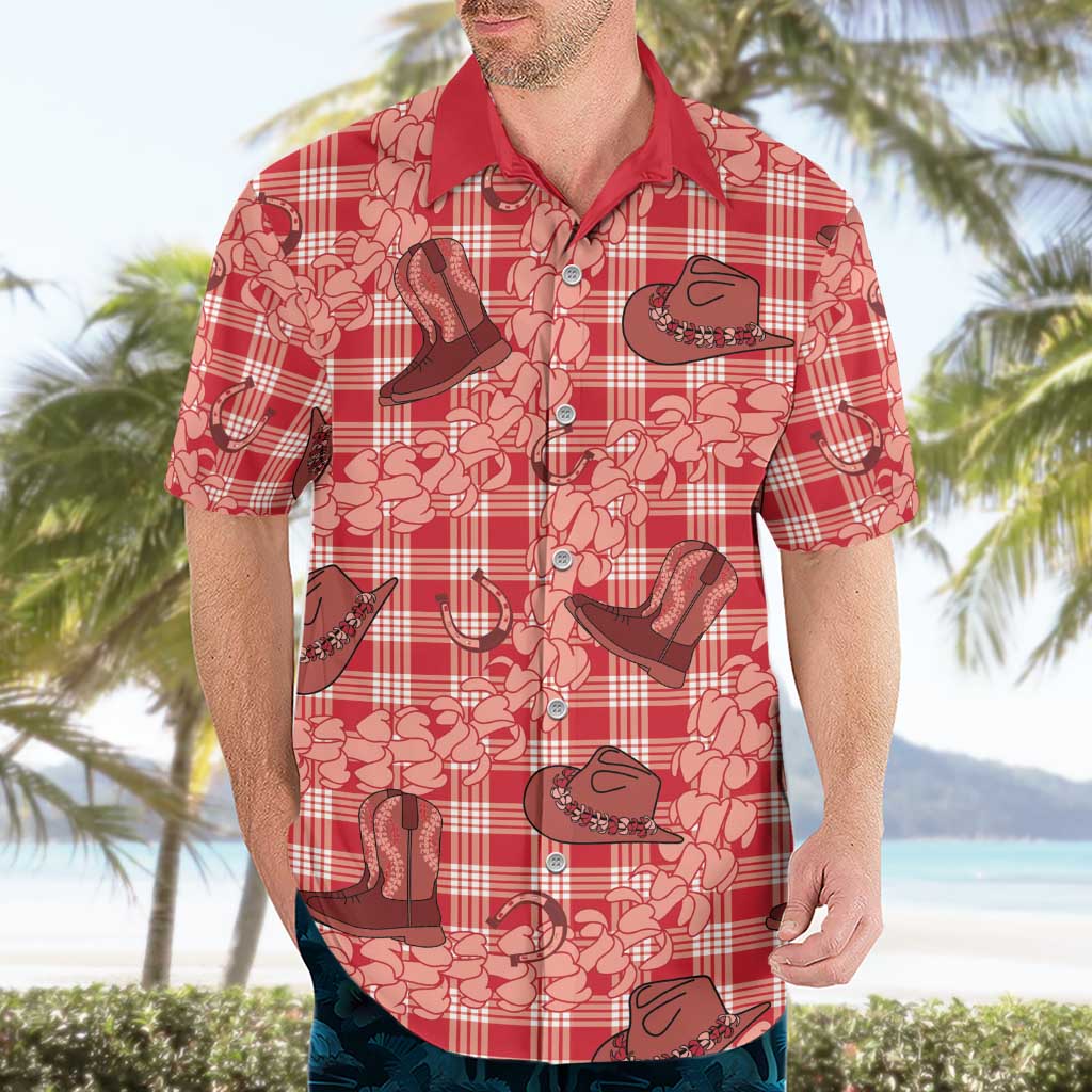 Red Palaka Hawaii Cowboy Hawaiian Shirt Puakenikeni Lei Paniolo Papale Seamless Vibes LT14 - Polynesian Pride