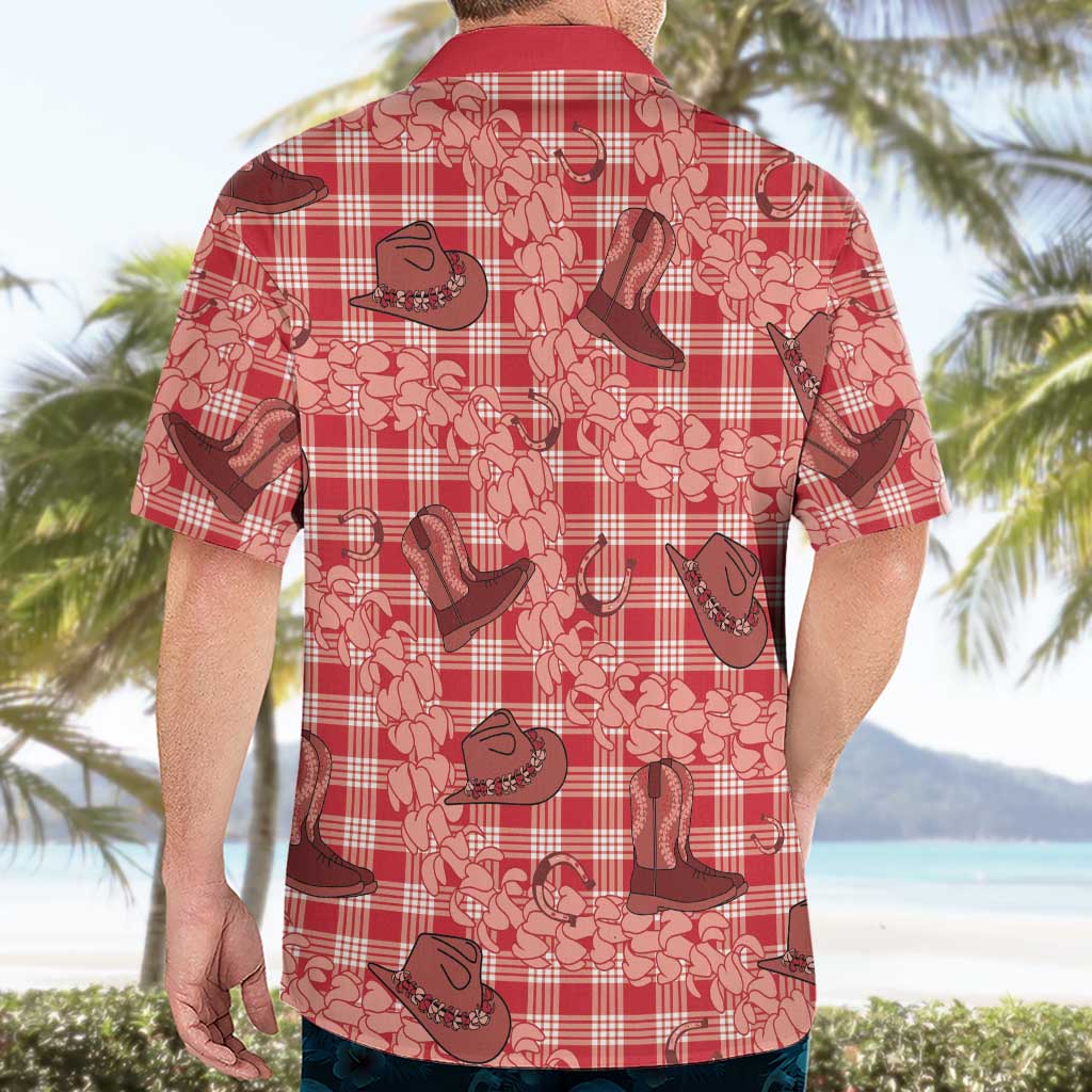 Red Palaka Hawaii Cowboy Hawaiian Shirt Puakenikeni Lei Paniolo Papale Seamless Vibes LT14 - Polynesian Pride
