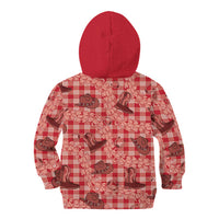 Red Palaka Hawaii Cowboy Kid Hoodie Puakenikeni Lei Paniolo Papale Seamless Vibes LT14 - Polynesian Pride