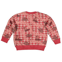 Red Palaka Hawaii Cowboy Kid Ugly Christmas Sweater Puakenikeni Lei Paniolo Papale Seamless Vibes LT14 - Polynesian Pride