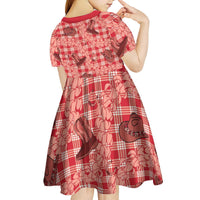 Red Palaka Hawaii Cowboy Kid Short Sleeve Dress Puakenikeni Lei Paniolo Papale Seamless Vibes LT14 - Polynesian Pride