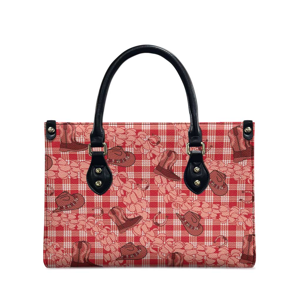 Red Palaka Hawaii Cowboy Leather Bag Puakenikeni Lei Paniolo Papale Seamless Vibes - Polynesian Pride