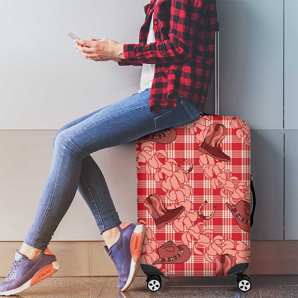 Red Palaka Hawaii Cowboy Luggage Cover Puakenikeni Lei Paniolo Papale Seamless Vibes LT14 - Polynesian Pride