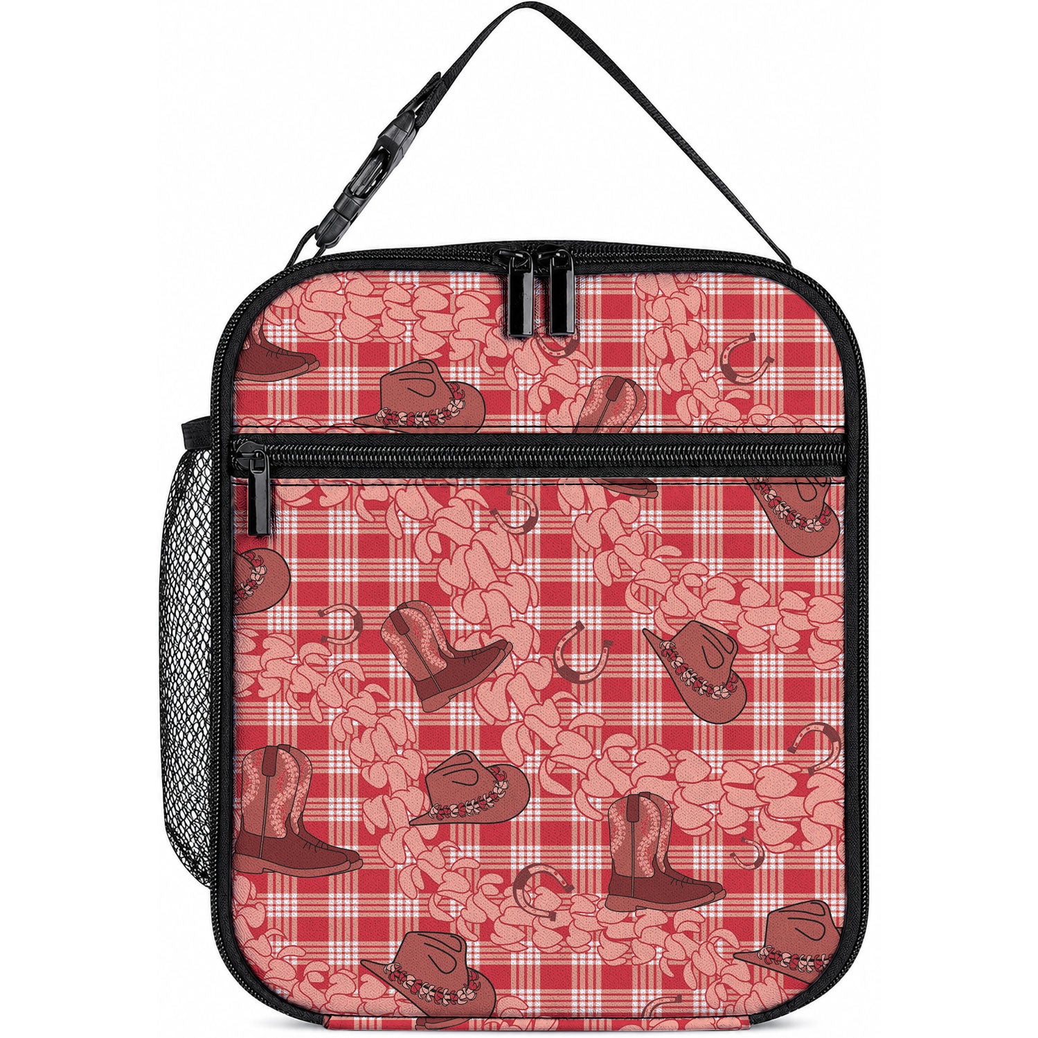 Red Palaka Hawaii Cowboy Lunch Bag Puakenikeni Lei Paniolo Papale Seamless Vibes