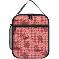 Red Palaka Hawaii Cowboy Lunch Bag Puakenikeni Lei Paniolo Papale Seamless Vibes