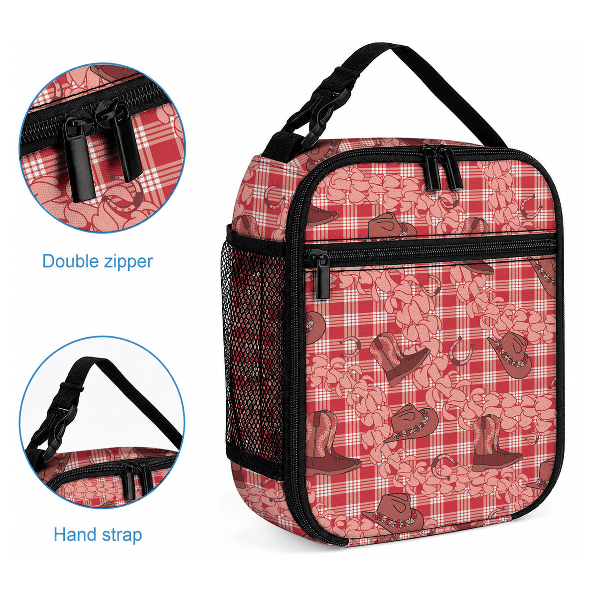 Red Palaka Hawaii Cowboy Lunch Bag Puakenikeni Lei Paniolo Papale Seamless Vibes