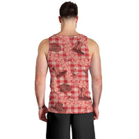 Red Palaka Hawaii Cowboy Men Tank Top Puakenikeni Lei Paniolo Papale Seamless Vibes LT14 - Polynesian Pride