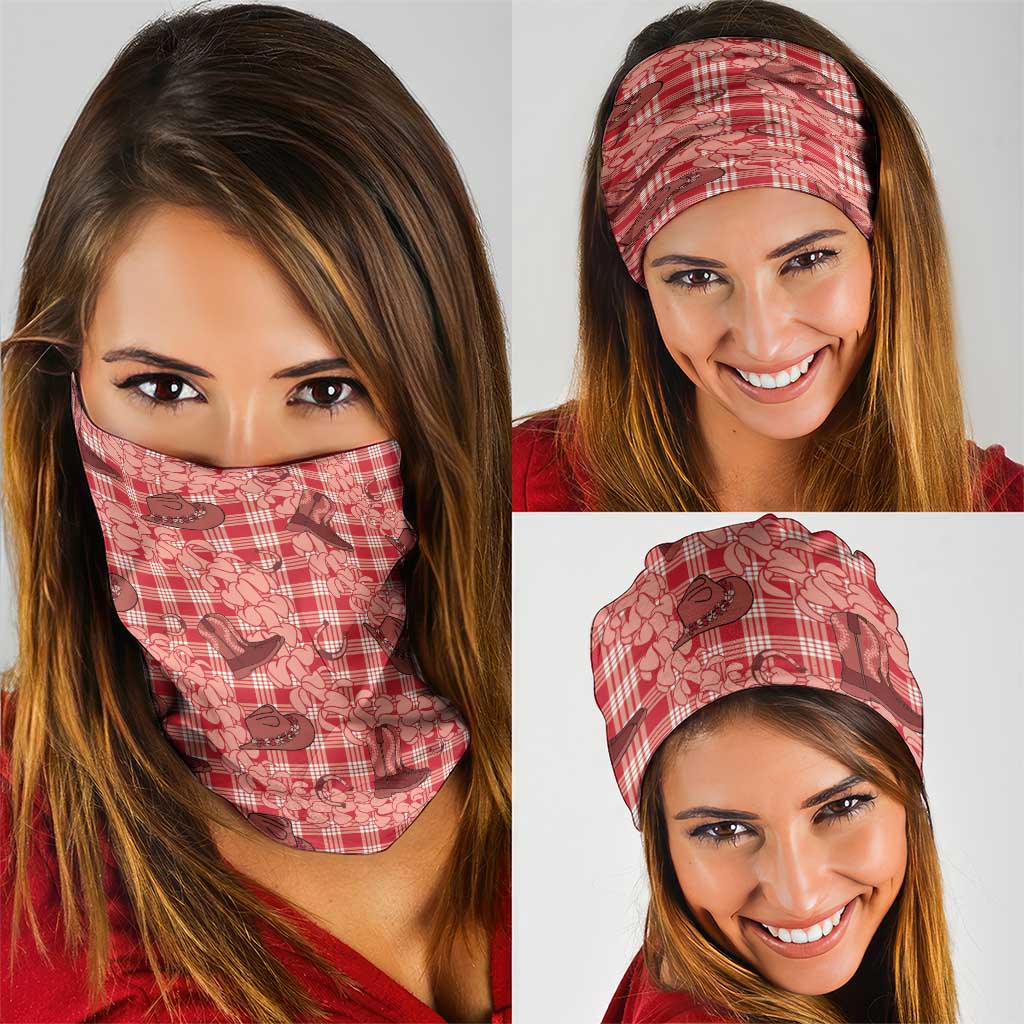 Red Palaka Hawaii Cowboy Neck Gaiter Puakenikeni Lei Paniolo Papale Seamless Vibes LT14 - Polynesian Pride