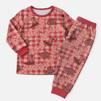 Red Palaka Hawaii Cowboy Christmas Pajama Set Puakenikeni Lei Paniolo Papale Seamless Vibes LT14 Men Red - Polynesian Pride