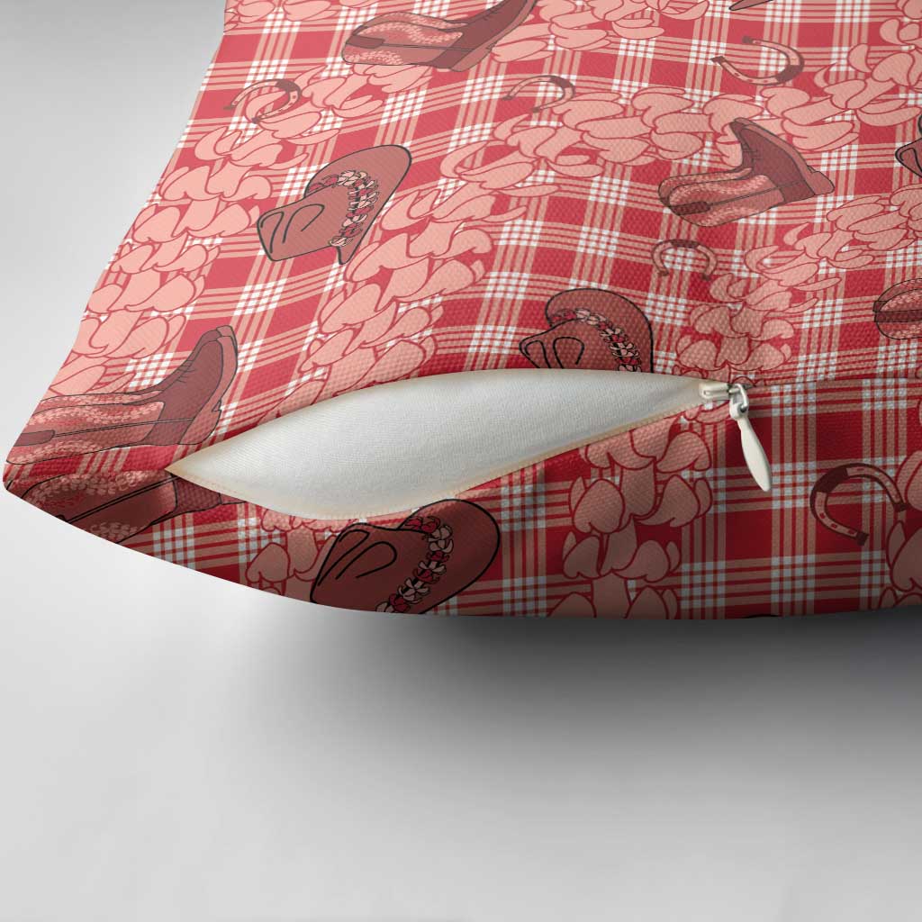 Red Palaka Hawaii Cowboy Pillow Cover Puakenikeni Lei Paniolo Papale Seamless Vibes LT14 - Polynesian Pride