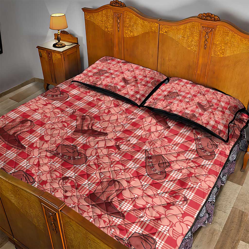 Red Palaka Hawaii Cowboy Quilt Bed Set Puakenikeni Lei Paniolo Papale Seamless Vibes LT14 - Polynesian Pride
