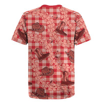 Red Palaka Hawaii Cowboy Rugby Jersey Puakenikeni Lei Paniolo Papale Seamless Vibes LT14 - Polynesian Pride