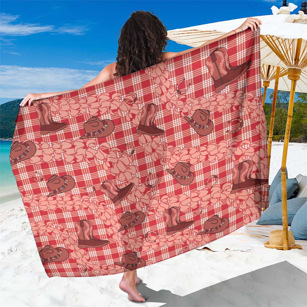 Red Palaka Hawaii Cowboy Sarong Puakenikeni Lei Paniolo Papale Seamless Vibes LT14 One Size 44 x 66 inches Red - Polynesian Pride