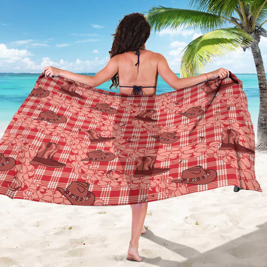 Red Palaka Hawaii Cowboy Sarong Puakenikeni Lei Paniolo Papale Seamless Vibes LT14 - Polynesian Pride