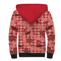 Red Palaka Hawaii Cowboy Sherpa Hoodie Puakenikeni Lei Paniolo Papale Seamless Vibes LT14 - Polynesian Pride