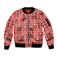 Red Palaka Hawaii Cowboy Sleeve Zip Bomber Jacket Puakenikeni Lei Paniolo Papale Seamless Vibes LT14 Unisex Red - Polynesian Pride