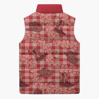 Red Palaka Hawaii Cowboy Sleeveless Puffer Jacket Puakenikeni Lei Paniolo Papale Seamless Vibes LT14 - Polynesian Pride