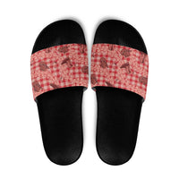 Red Palaka Hawaii Cowboy Slide Sandals Puakenikeni Lei Paniolo Papale Seamless Vibes LT14 Red - Polynesian Pride