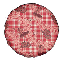 Red Palaka Hawaii Cowboy Spare Tire Cover Puakenikeni Lei Paniolo Papale Seamless Vibes LT14 - Polynesian Pride