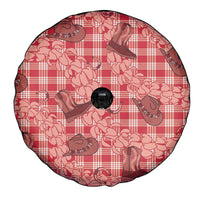 Red Palaka Hawaii Cowboy Spare Tire Cover Puakenikeni Lei Paniolo Papale Seamless Vibes LT14 - Polynesian Pride